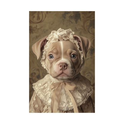 Pit Bull in Ivory Lace: "Regal Innocence" | Matte Vertical Posters | Puppy Love Edition™