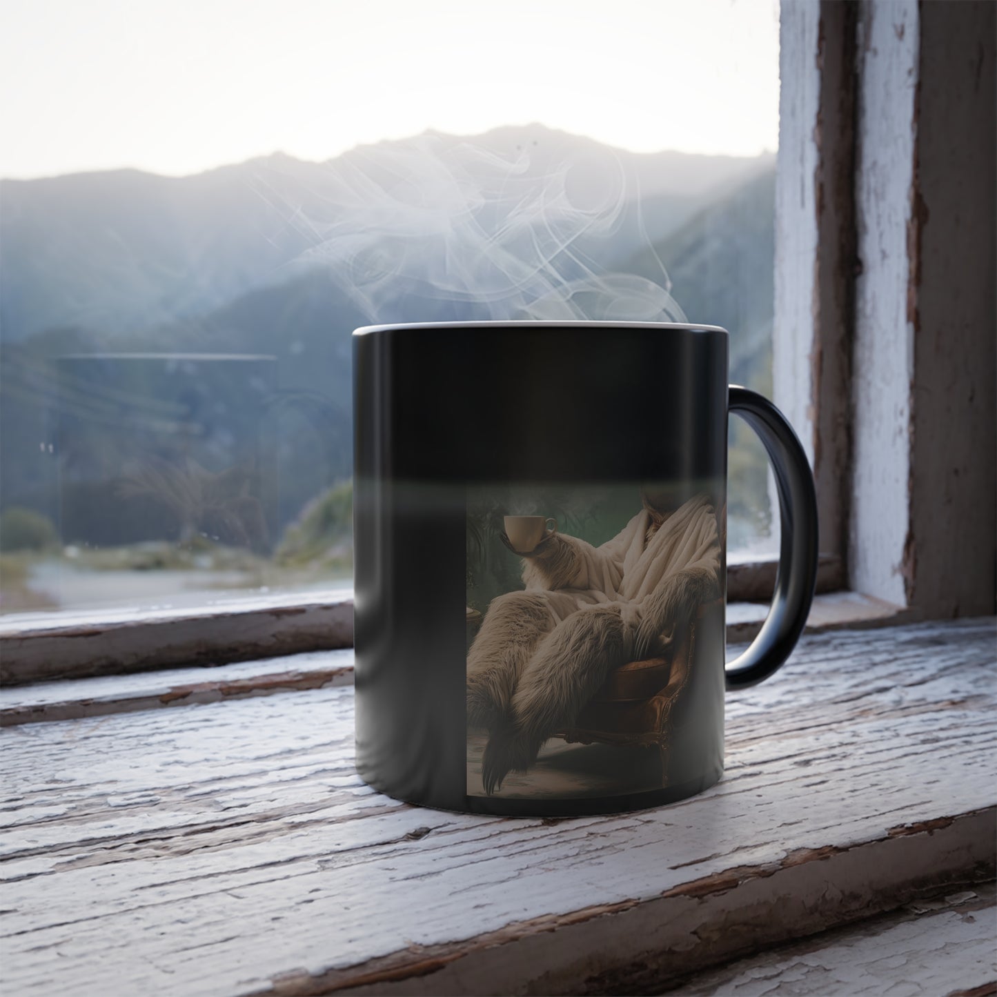 Sloth in Bathrobe: "The Relaxed Royal" | Color Morphing Coffee Mug, 11oz | Pawgue Chic Edition™