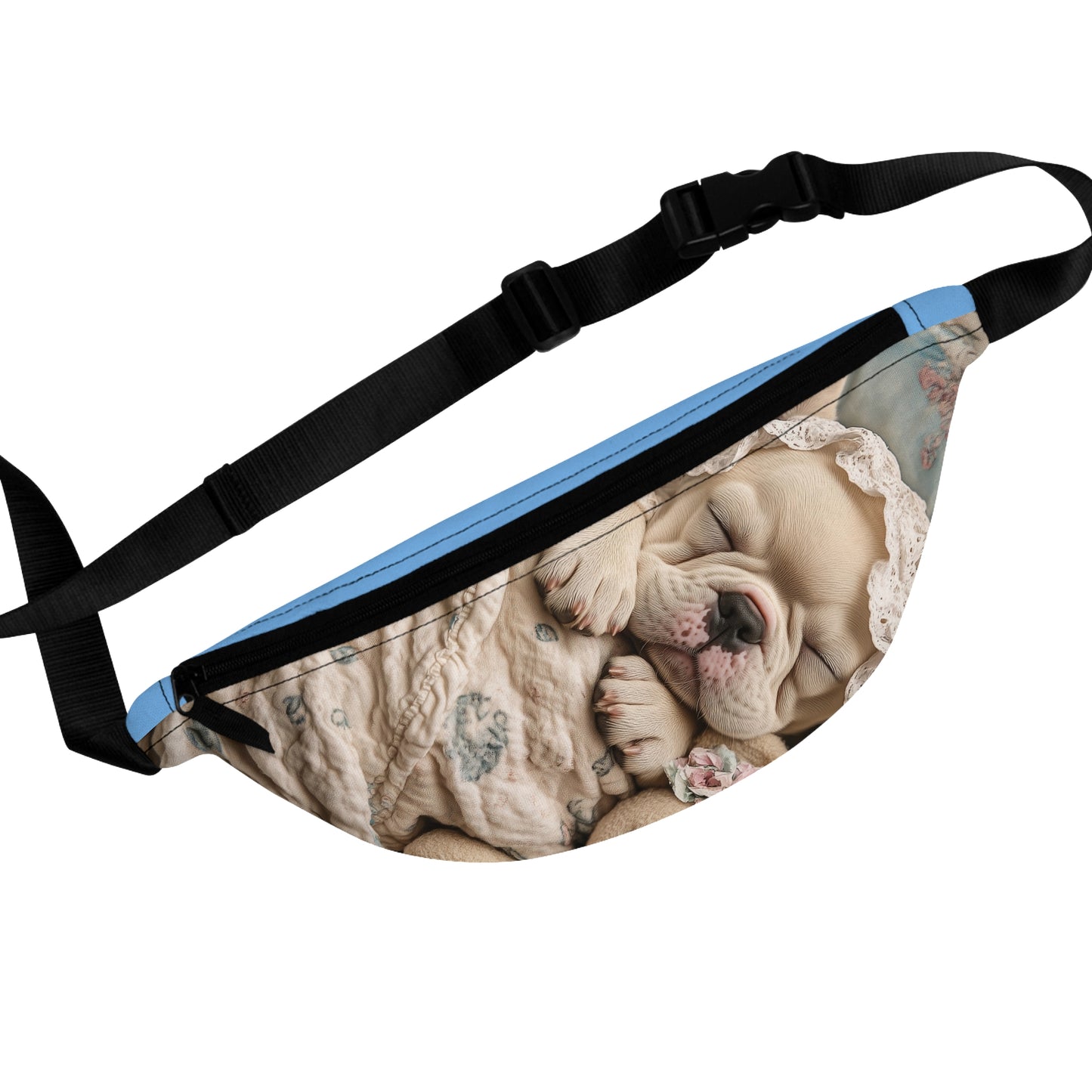 French Bulldog in Baby Bonnet: "Dreamy Slumber" | Fanny Pack | Puppy Love Edition™