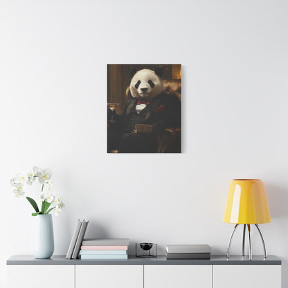 Panda Lounging in a Tuxedo: "The Polished Panda" | Matte Canvas Print, Stretched, 1.25 | Pawgue Chic Edition™