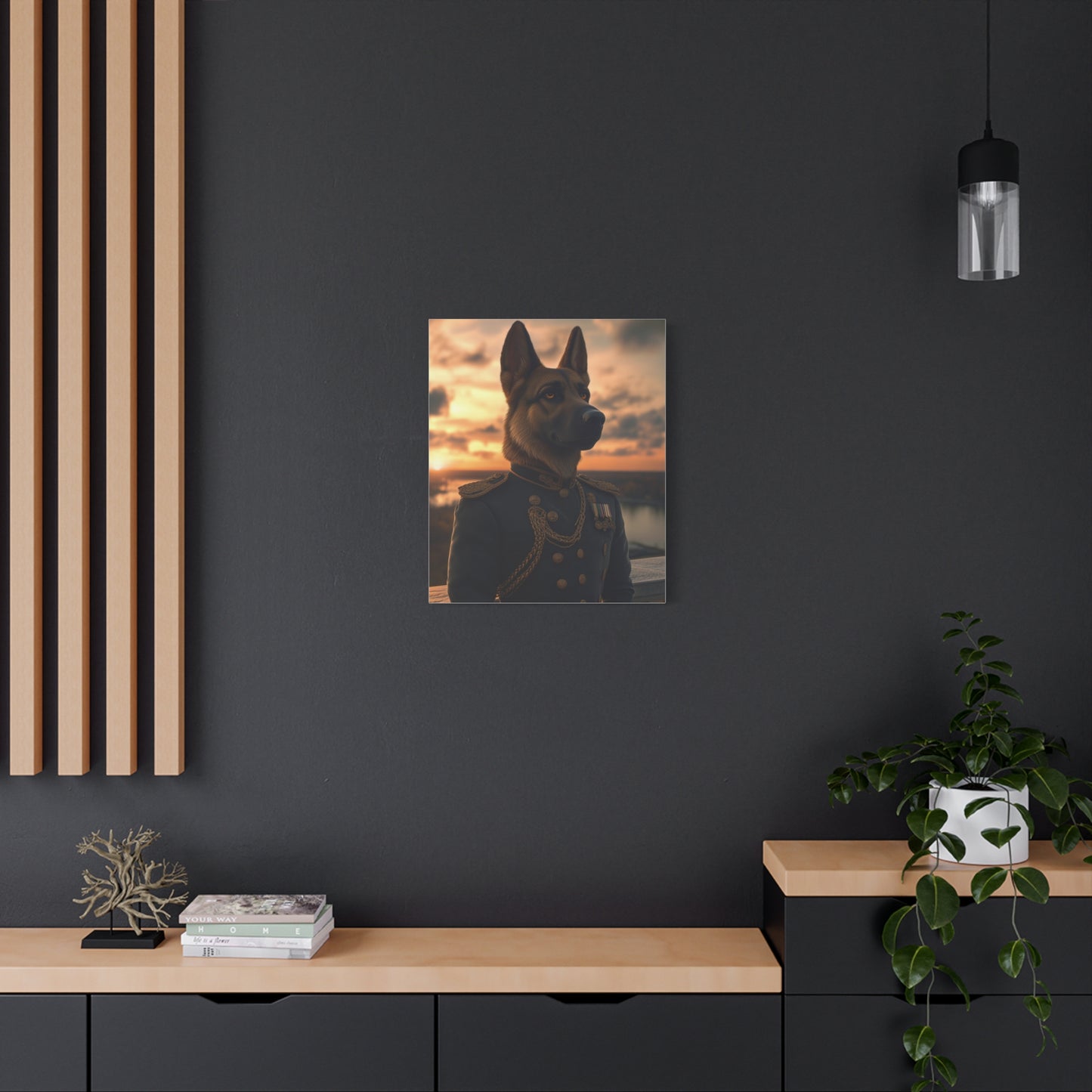 German Shepherd in Military Regalia: "The Noble Sentinel" | Matte Canvas Print, Stretched, 1.25 | Pawgue Chic Edition™