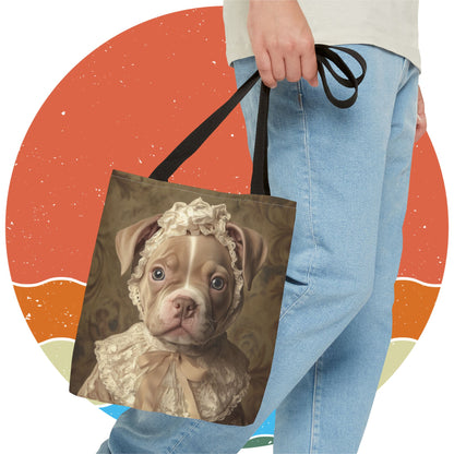 Pit Bull in Ivory Lace: "Regal Innocence" | Tote Bag (AOP) | Puppy Love Edition™