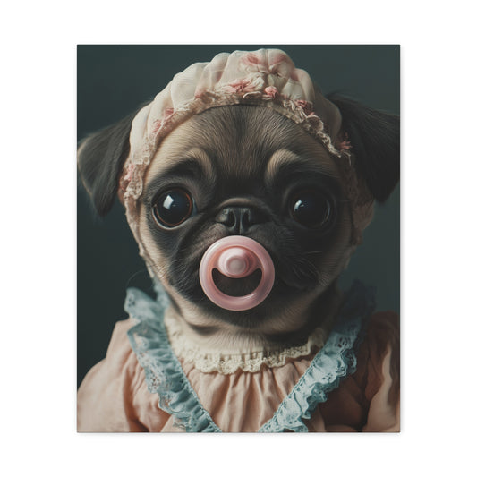 Pug in Peach and Lace: "Blushing Belle" | Matte Canvas Print, Stretched, 1.25 | Puppy Love Edition™