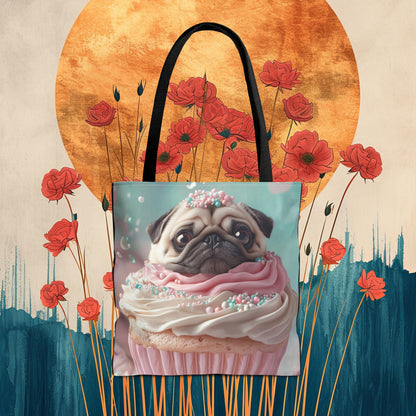 Pug as a Cupcake: "Frosted Friend" | Tote Bag (AOP) | Puppy Love Edition™