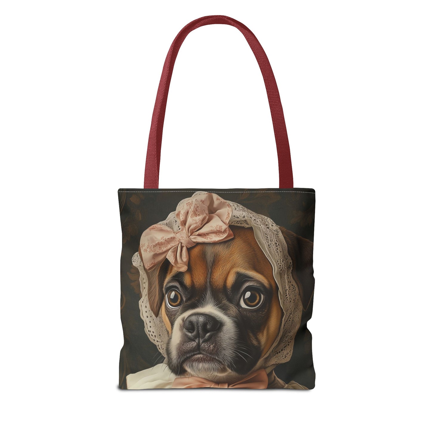 Boxer in Vintage Lace Bonnet: "Timeless Resolve" | Tote Bag (AOP) | Puppy Love Edition™