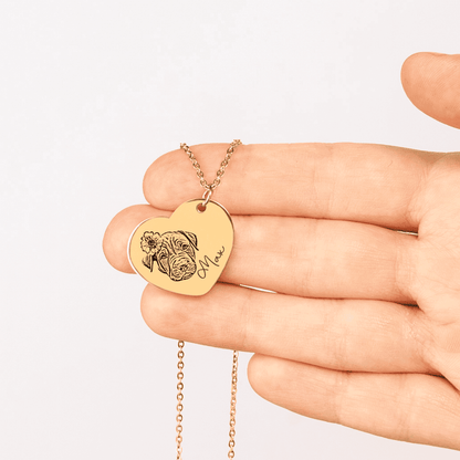 Personalized Pet Portrait Heart Necklace