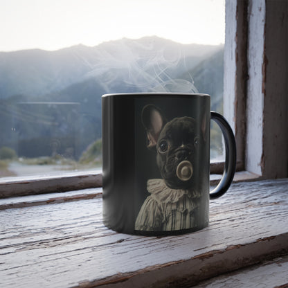 French Bulldog in Striped Pajamas: "Dream big, nap often" | Color Morphing Coffee Mug, 11oz | Puppy Love Edition™