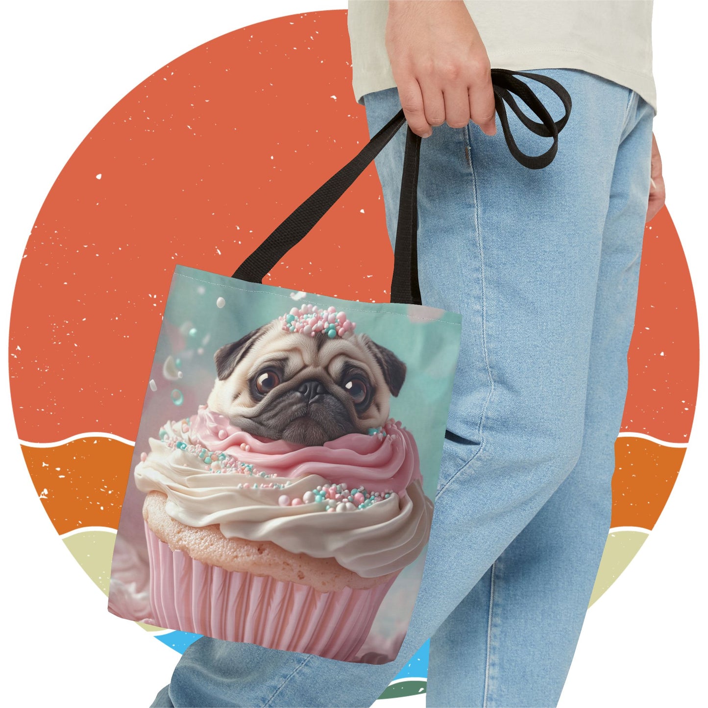 Pug as a Cupcake: "Frosted Friend" | Tote Bag (AOP) | Puppy Love Edition™