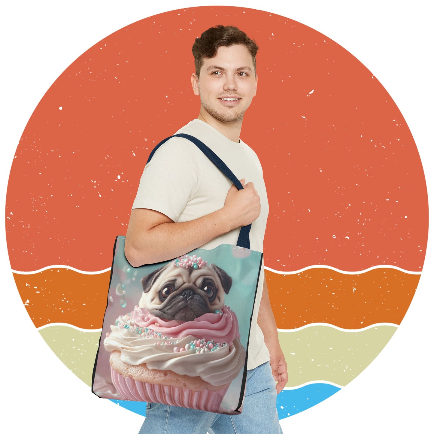 Pug as a Cupcake: "Frosted Friend" | Tote Bag (AOP) | Puppy Love Edition™