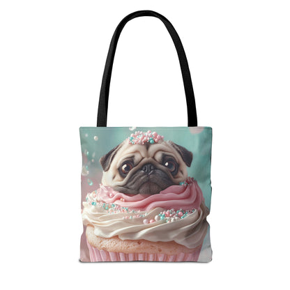 Pug as a Cupcake: "Frosted Friend" | Tote Bag (AOP) | Puppy Love Edition™