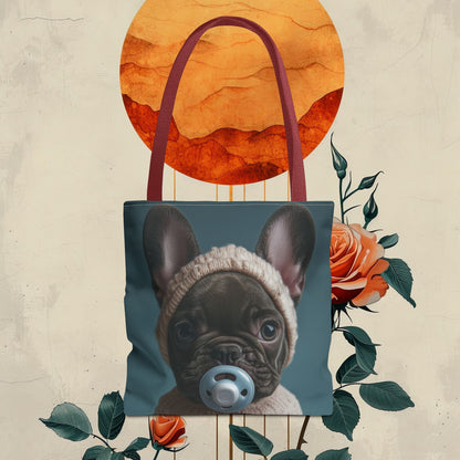 French Bulldog in Cozy Knit Sweater: "Bundle of Joy" | Tote Bag (AOP) | Puppy Love Edition™