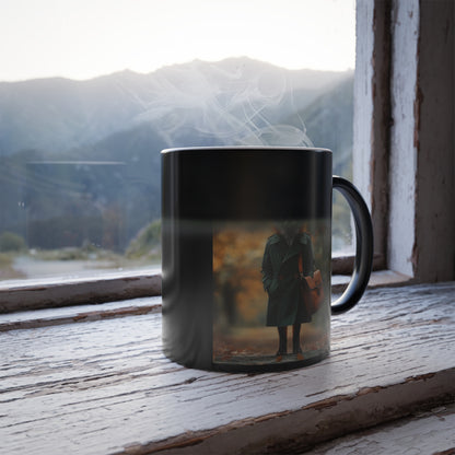 Fox in Autumn Coat: "Forest Chic Stroll." | Color Morphing Coffee Mug, 11oz | Pawgue Chic Edition™