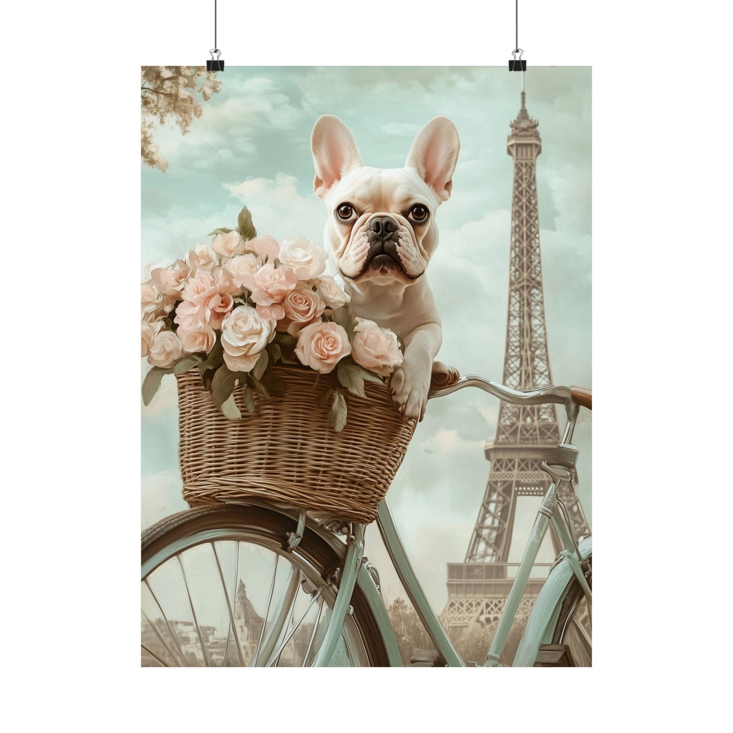 French Bulldog in Paris: "Paws and Petals" | Matte Vertical Posters | Puppy Love Edition™