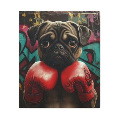 Pug with Boxing Gloves: "Pugilist Pup" | Matte Canvas Print, Stretched, 1.25 | City Edition™