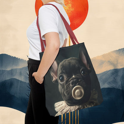 French Bulldog in Striped Baby Gown: "Vintage Cherub" | Tote Bag (AOP) | Puppy Love Edition™