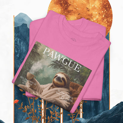 Sloth in Bathrobe with Coffee: "Cover" | T Shirt | Pawgue Chic Edition™