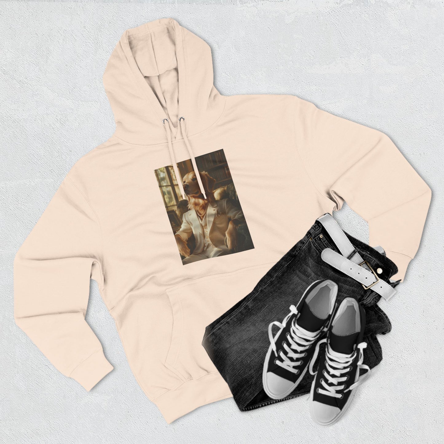 Golden Retriever in White Suit: "The Ivory Aristocrat" | Hoodie | Pawgue Chic Edition™