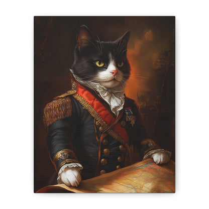 Tuxedo Cat as Napoleon: "Imperial Feline Majesty." | Matte Canvas Print, Stretched, 1.25 | Historical Fiction Edition™