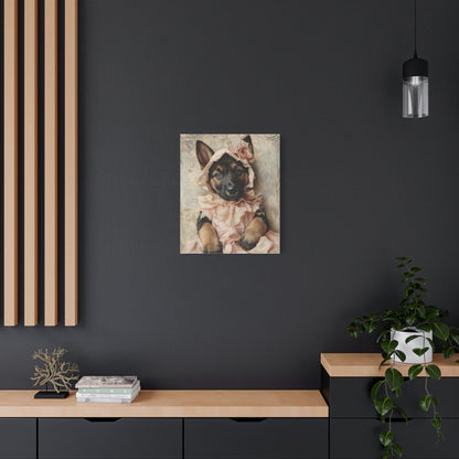 German Shepherd in Lace Dress: "Victorian Shepherd Elegance" | Matte Canvas Print, Stretched, 1.25 | Puppy Love Edition™