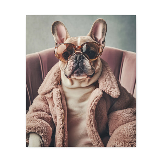 French Bulldog in Blush Attire: "Pawsh Elegance." | Matte Canvas Print, Stretched, 1.25 | Pawgue Chic Edition™