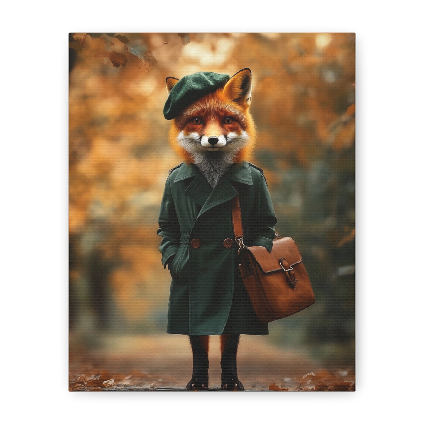 Fox in Autumn Coat: "Forest Chic Stroll." | Matte Canvas Print, Stretched, 1.25 | Pawgue Chic Edition™