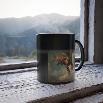 Dachshund as Hermes: "Heavenly Hound in Flight." | Color Morphing Coffee Mug, 11oz | Historical Fiction Edition™