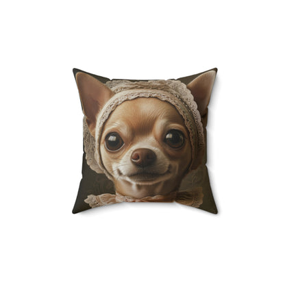 Chihuahua in Lace: "Cottage Charm" | Spun Polyester Square Pillow | Puppy Love Edition™