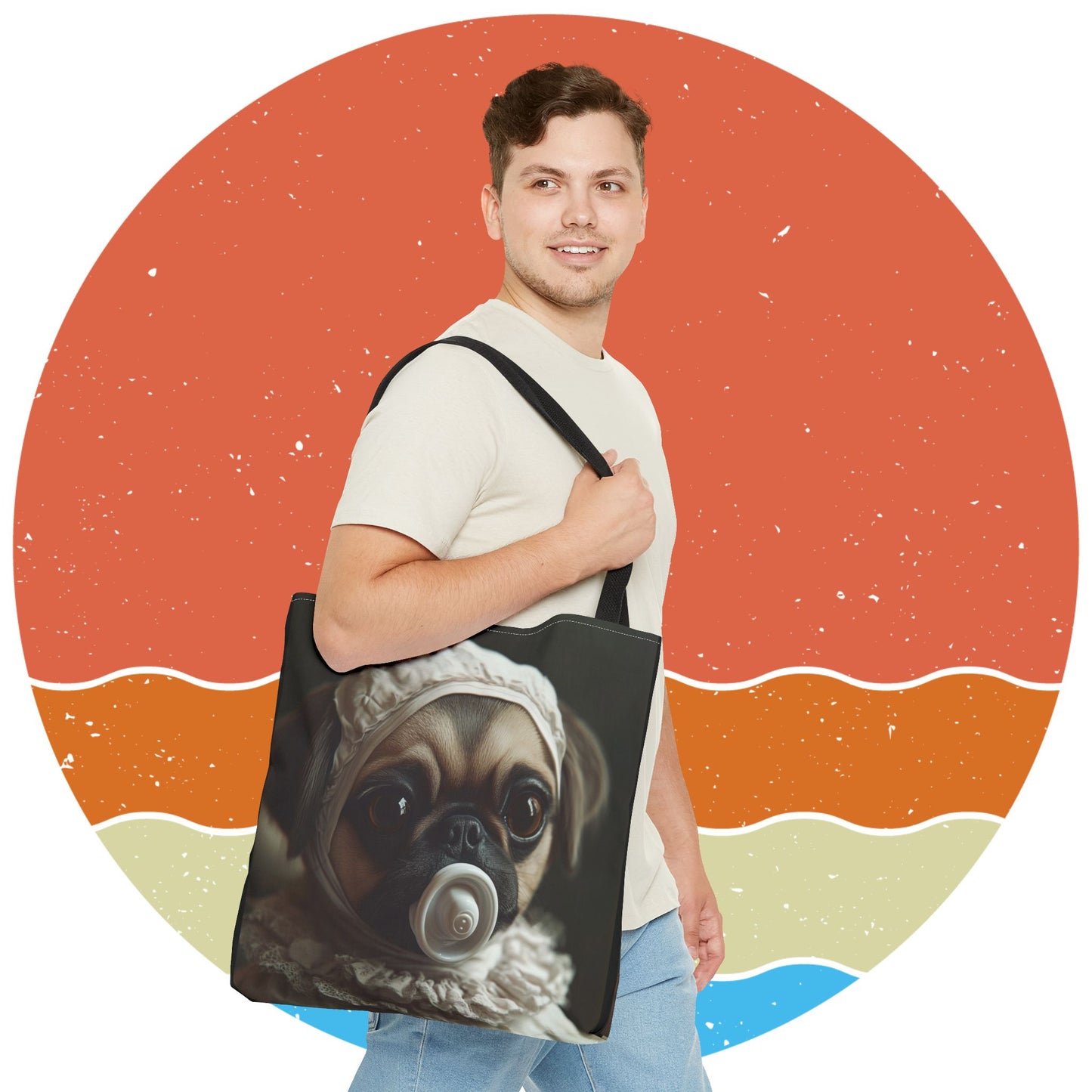 Pug in Ivory Bonnet: "Timeless Innocence" | Tote Bag (AOP) | Puppy Love Edition™