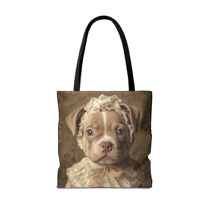 Pit Bull in Ivory Lace: "Regal Innocence" | Tote Bag (AOP) | Puppy Love Edition™