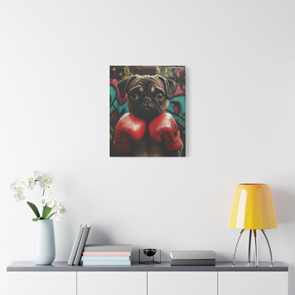 Pug with Boxing Gloves: "Pugilist Pup" | Matte Canvas Print, Stretched, 1.25 | City Edition™