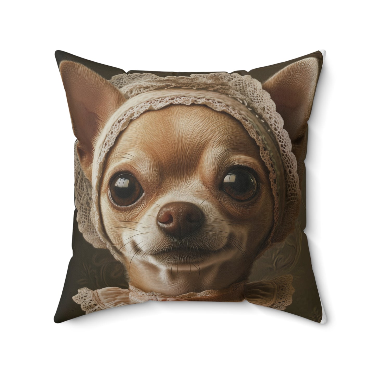 Chihuahua in Lace: "Cottage Charm" | Spun Polyester Square Pillow | Puppy Love Edition™