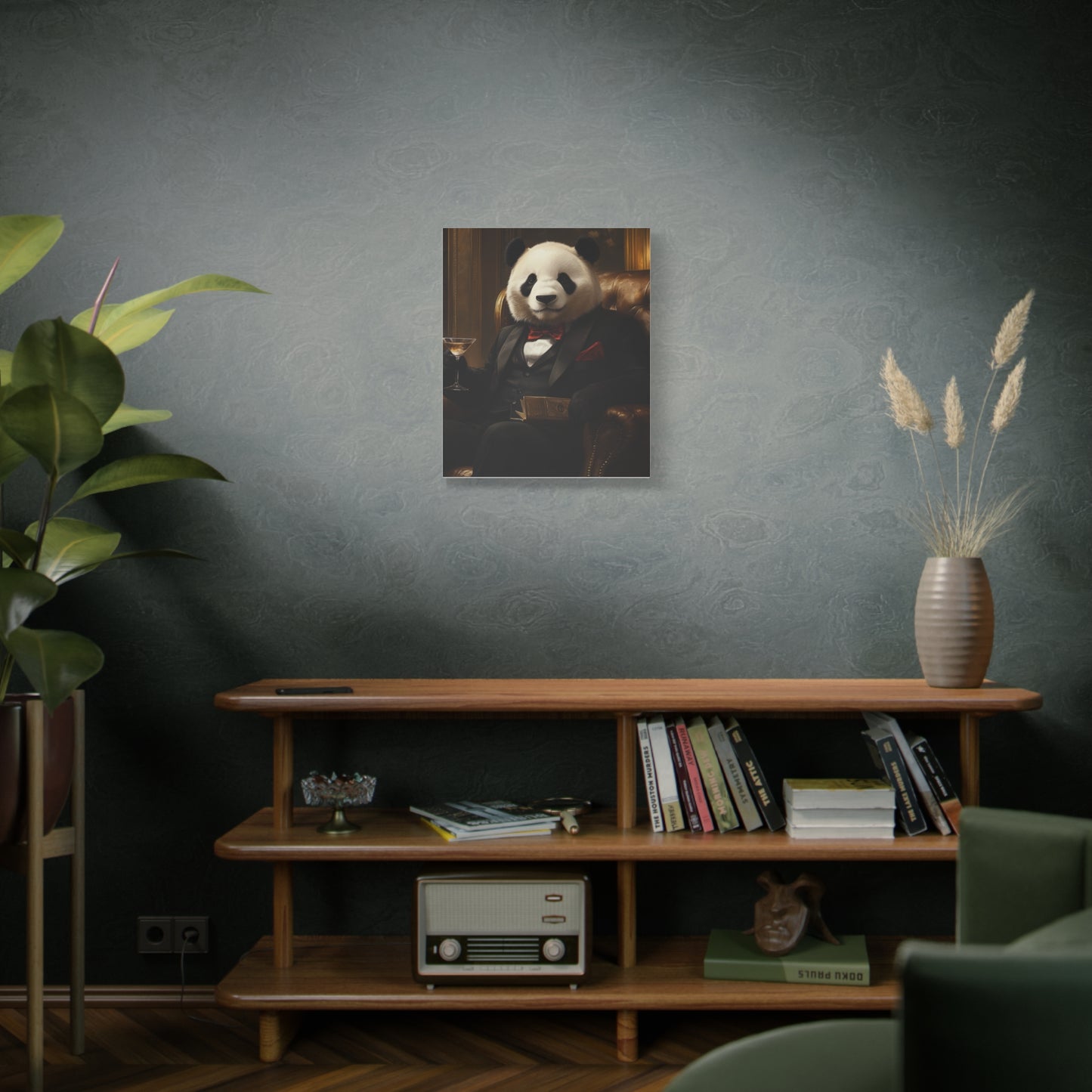 Panda Lounging in a Tuxedo: "The Polished Panda" | Matte Canvas Print, Stretched, 1.25 | Pawgue Chic Edition™