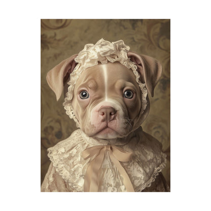 Pit Bull in Ivory Lace: "Regal Innocence" | Matte Vertical Posters | Puppy Love Edition™