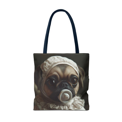 Pug in Ivory Bonnet: "Timeless Innocence" | Tote Bag (AOP) | Puppy Love Edition™