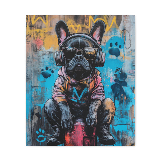 French Bulldog with Headphones: "Street Pup Icon" | Matte Canvas Print, Stretched, 1.25 | City Edition™