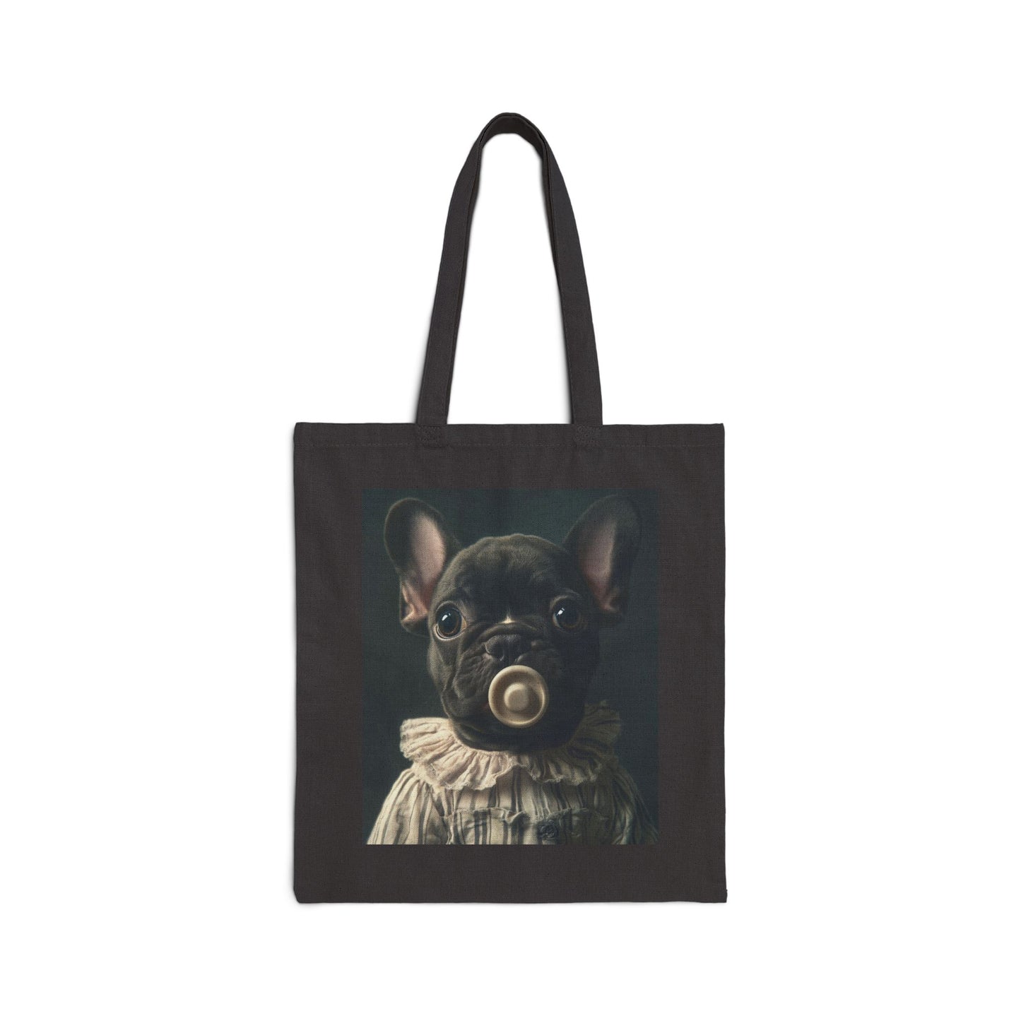 French Bulldog in Striped Baby Gown: "Vintage Cherub" | Canvas Tote Bag | Puppy Love Edition™