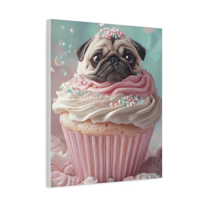 Pug as a Cupcake: "Frosted Friend" | Matte Canvas Print, Stretched, 1.25 | Puppy Love Edition™