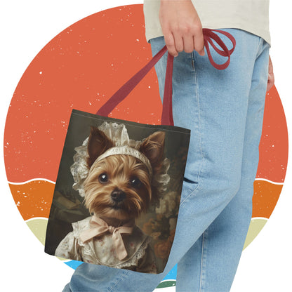 Yorkshire Terrier in Victorian Gown: "Gentle Grace" | Tote Bag (AOP) | Puppy Love Edition™