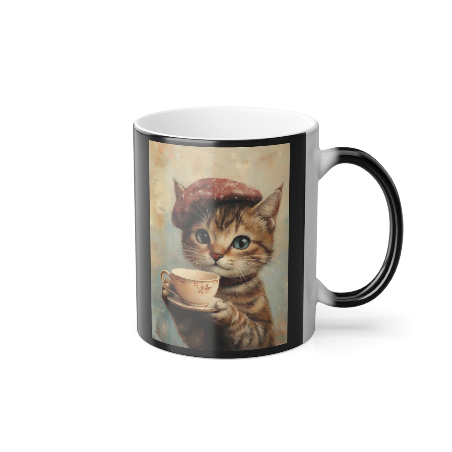 Tabby Cat with a Teacup: "Tea Time Tabby" | Color Morphing Coffee Mug, 11oz | Feline Edition™