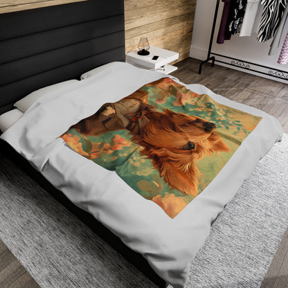 Historical Fiction Collection™: "Yorkie in Bloom"   | Velveteen Plush Blanket