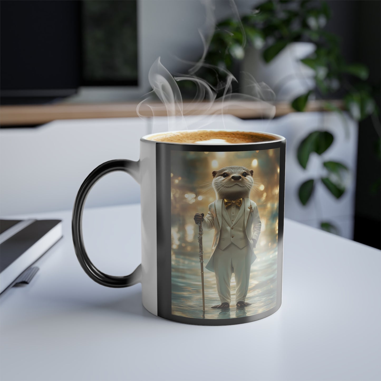 Otter in White Suit: "The River Aristocrat" | Color Morphing Coffee Mug, 11oz | Pawgue Chic Edition™