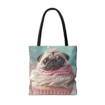 Pug as a Cupcake: "Frosted Friend" | Tote Bag (AOP) | Puppy Love Edition™