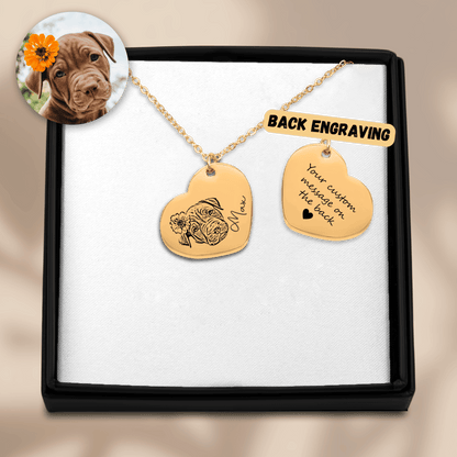 Personalized Pet Portrait Heart Necklace